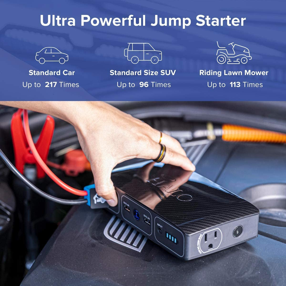 Bolt 58830 MWh Portable Power Bank and Car Jump Starter with AC Outlet, Car Charger, and USB Ports
